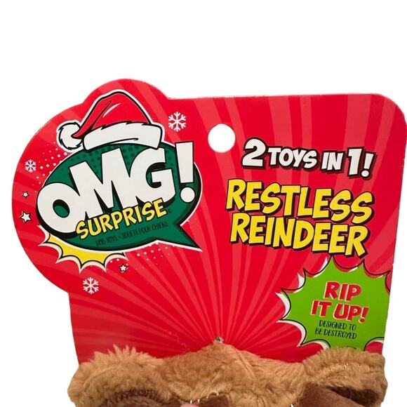 OMG Surprise 2-in-1 Plush‎ Restless Reindeer Medium Dog Toy + Squeaky Gift Box - Picture 3 of 5